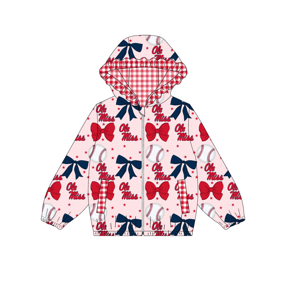 1001-Custom moq 8 mix size milk silk summer team baby girls clothes bow red hooded long sleeve top-25.10.9
