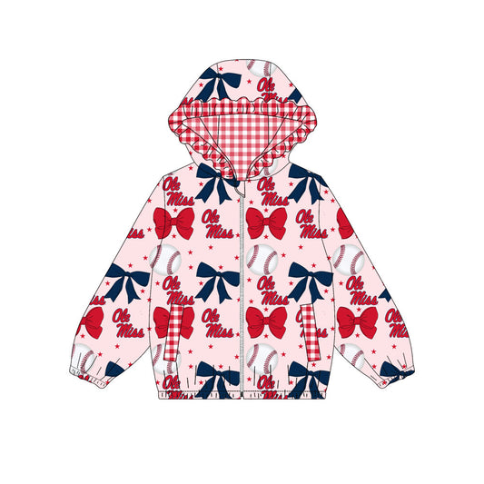 1001-Custom moq 8 mix size milk silk summer team baby girls clothes bow red hooded long sleeve top-25.10.9