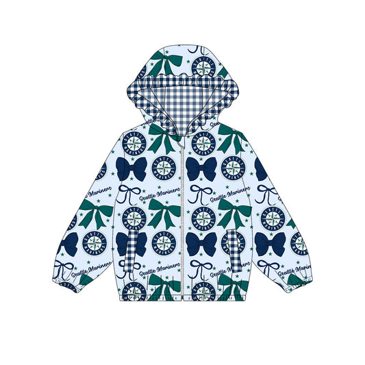 1002-Custom moq 8 mix size milk silk summer team baby girls clothes bow blue and green hooded long sleeve top-25.10.9