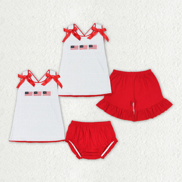RTS NO MOQ baby girls clothes short sleeve shorts sets briefs sets