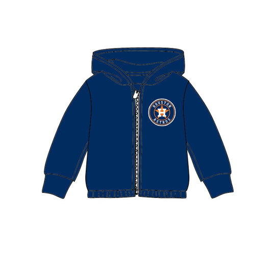 Custom moq 3 eta 6-7weeks team Girls dark blue Hooded Zip-Up Pullover