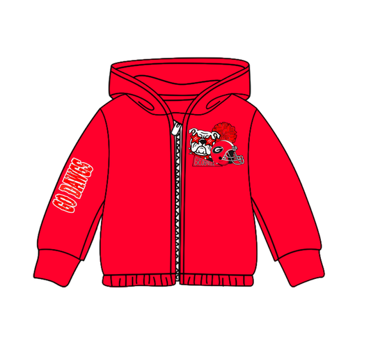 Custom moq 5 mix size milk silk baby girls clothes team red hooded long sleeve top-25.8.2
