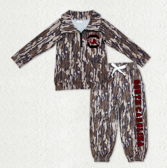 Custom moq 5 mix size milk silk summer teams baby boys clothes camouflage long sleeve pants sets-25.11.12