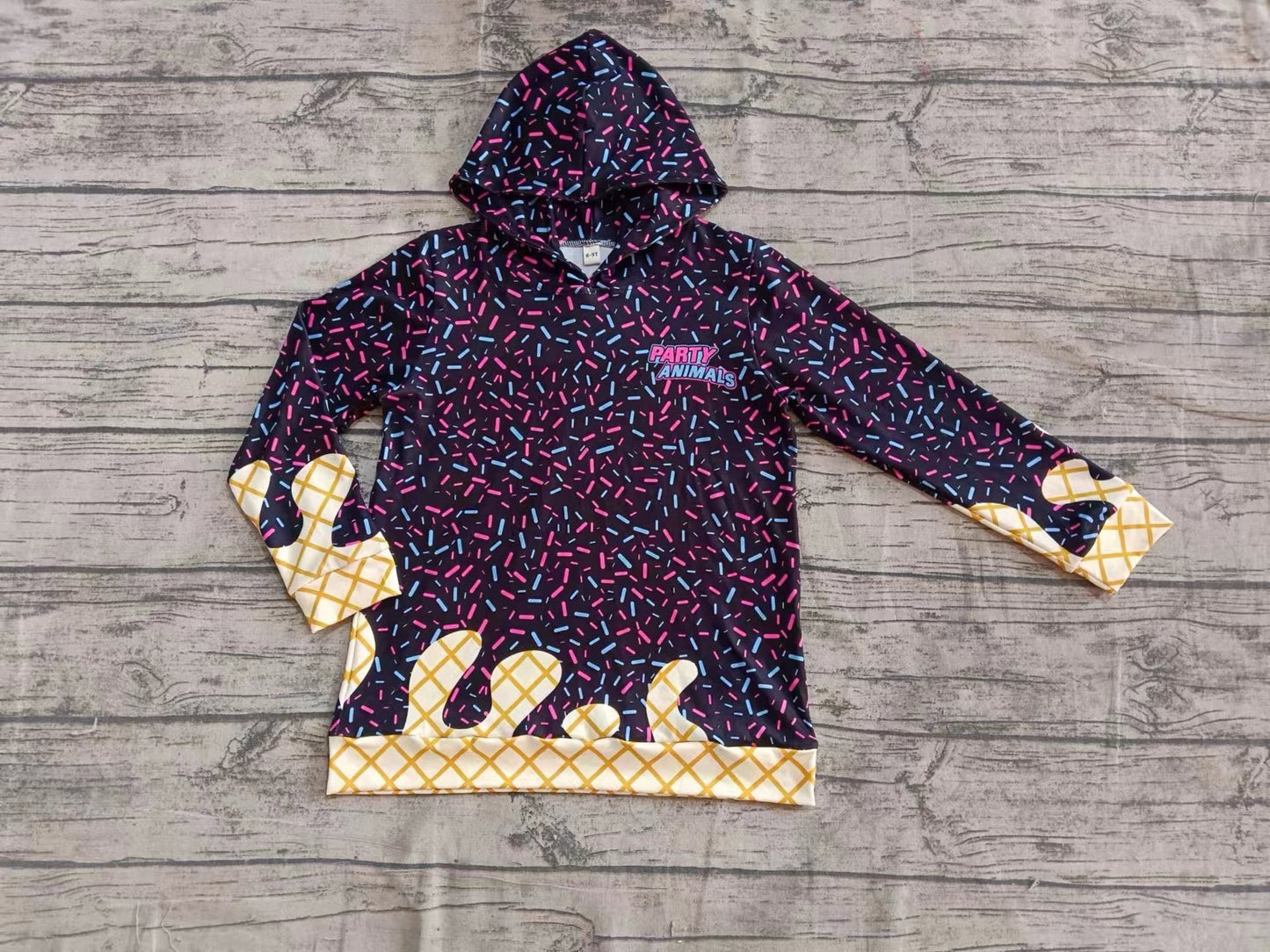 Custom moq 3 eta 6-7weeks kids clothes team dark blue hooded long sleeve top