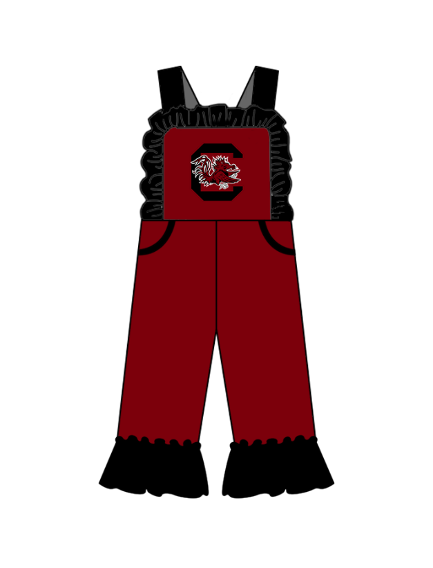 Custom moq 5 mix size milk silk summer teams baby girl clothes brick red suspender jumpsuit-25.8.26