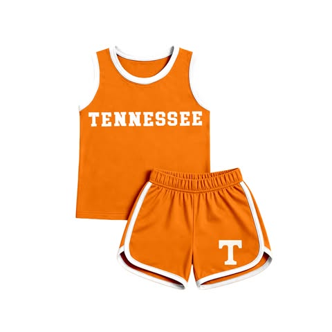 custom moq 5 mix size LYWD01 Baby Kids Letter Printed Sleeveless Tank Top Elastic Waist Shorts Team Set