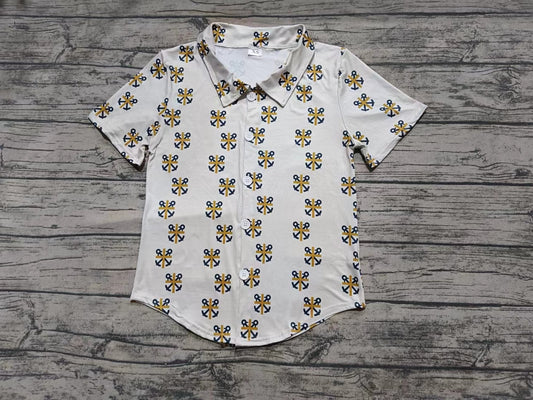 Custom moq 3 eta 6-7weeks baby boys clothes button-down short sleeve shirt
