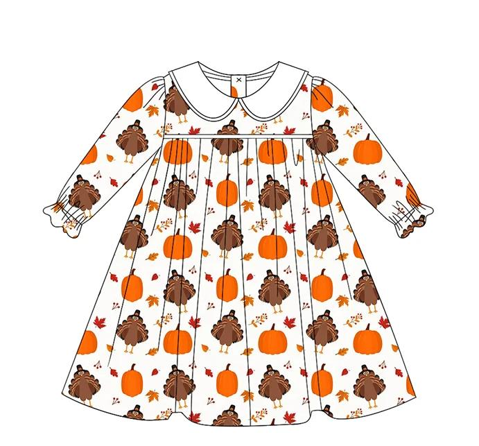 Custom moq 5 each style eta 6-7weeks baby girl clothes turkey pumpkin orange long sleeve pants sets and briefs sets and dress-25.8.2