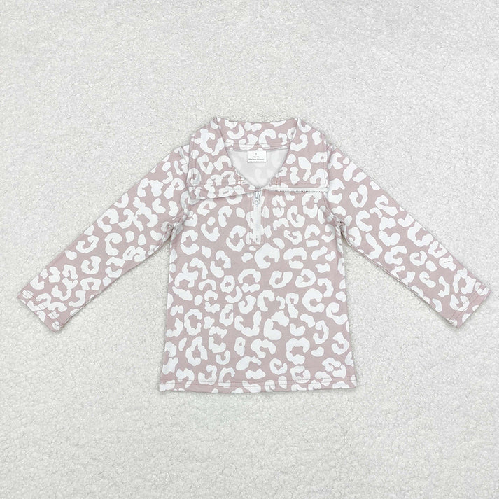 RTS NO MOQ Zippered pullover long-sleeved top: leopard print & small flowers & plaid