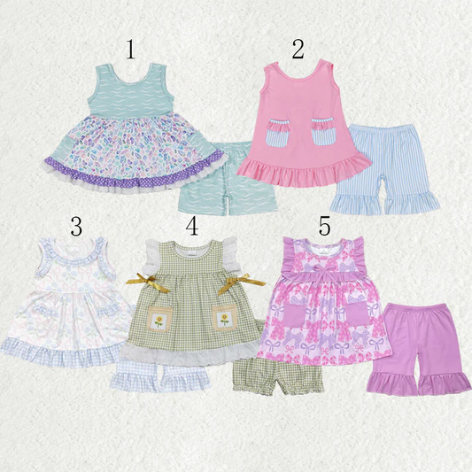 Sibling Baby Girls clothes Flowers Summer Sibling Sister Clothes Sets
