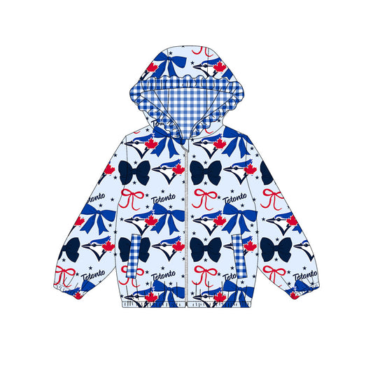 1002-Custom moq 8 mix size milk silk summer team baby girls clothes bow blue hooded long sleeve top-25.10.9