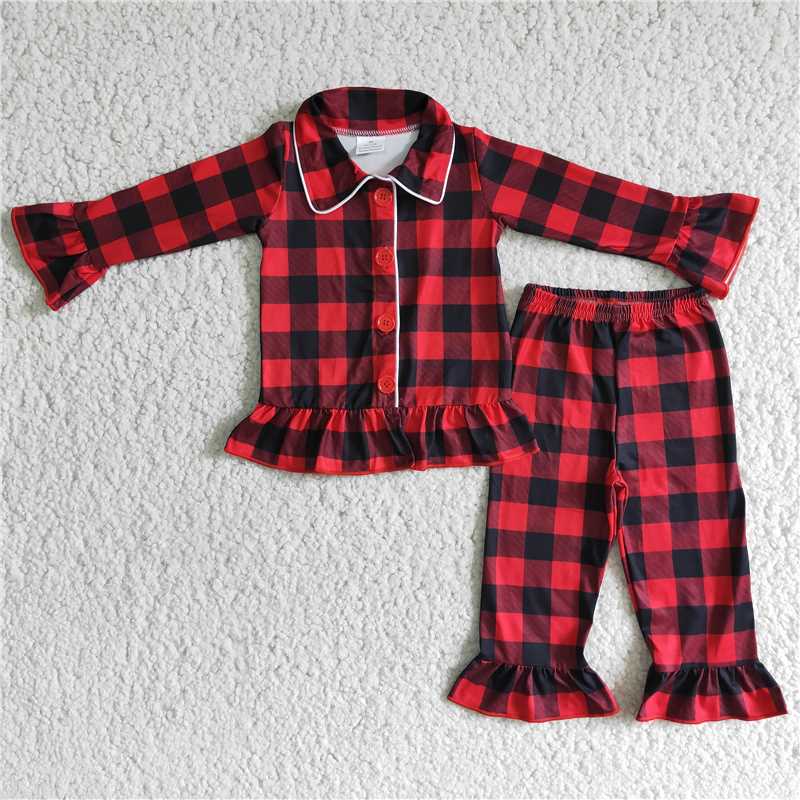 Baby Girls boys Red and white plaid stripe print Family siblings set