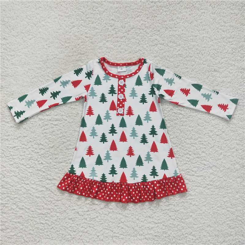 Baby Girls Pine tree print red and white polka dots family brother and sister set