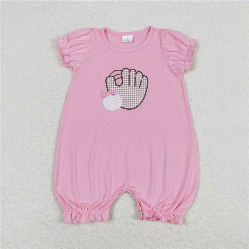 RTS NO MOQ Embroidery baseball short-sleeved shorts suit & short-sleeved sets and romper