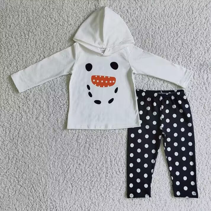 RTS NO MOQ Chili Snowman Print Long Sleeve Suit & Dress & Romper