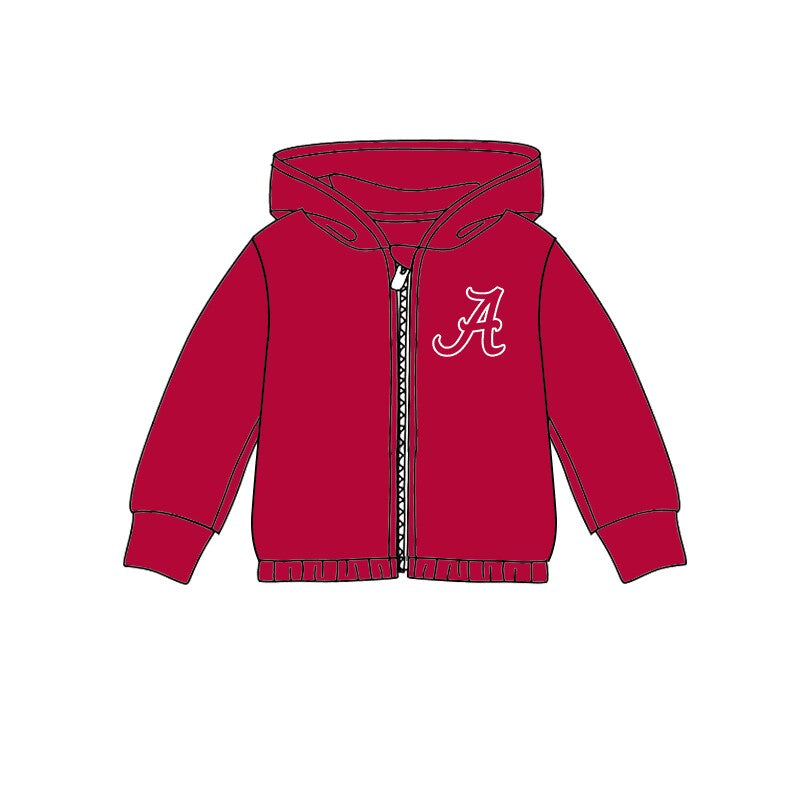 Custom moq 3 eta 6-7weeks team girls red Hooded Zip-Up Pullover