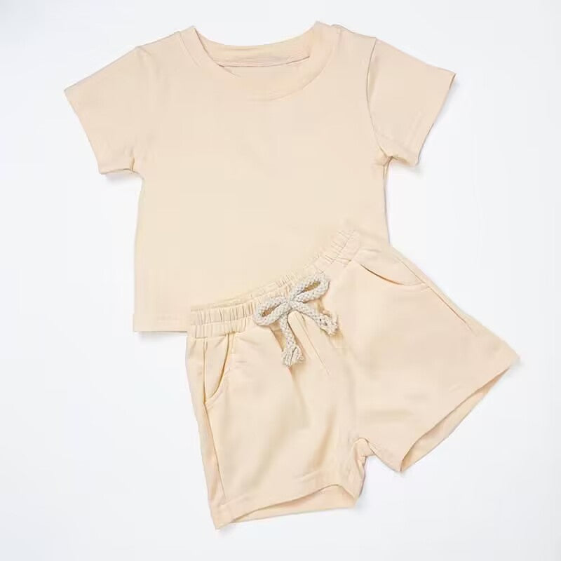 custom moq 3 cotton fabric eta 4-5weeks boys short sleeve shorts suit