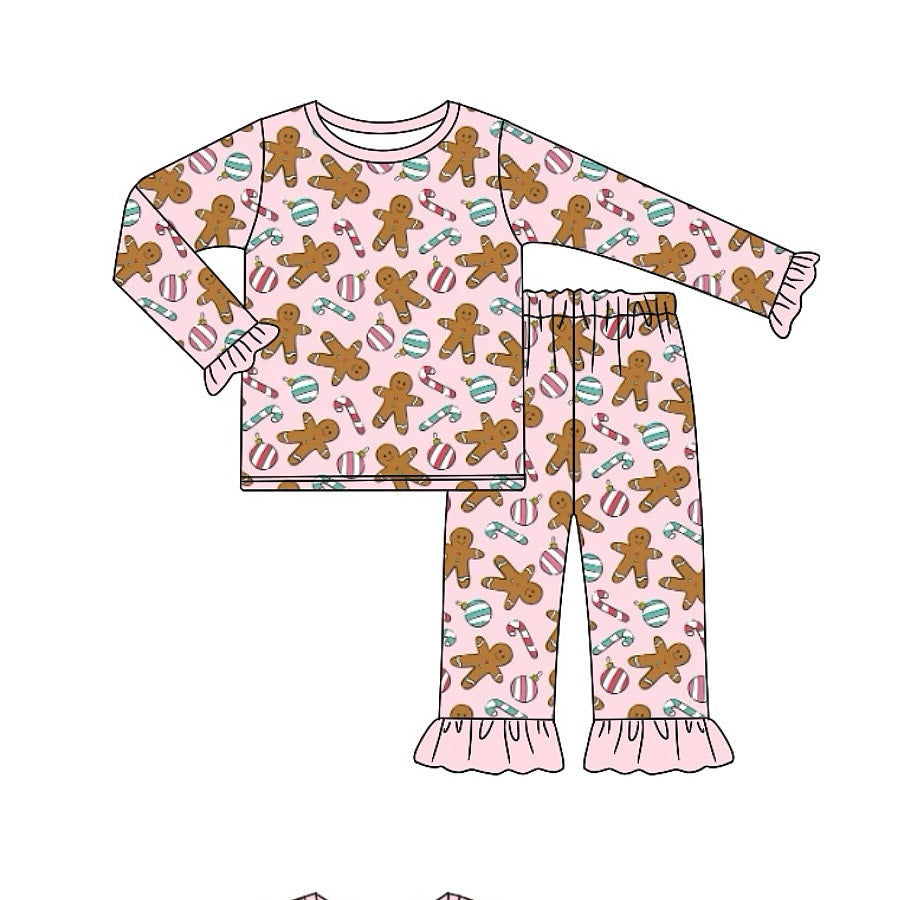 Deadline August 17 custom no moq  eta 6-7weeks girls ' long sleeve and long pants pajama set