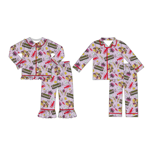25.9.6 custom each style moq 5 eta 4-6week Sibling Sisters mardi gras baby girl boy long sleeve pants sets 2