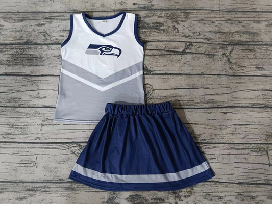 Custom moq 5 each style eta 6-7weeks baby girl clothes team gray sleeveless skirts sets-25.8.6