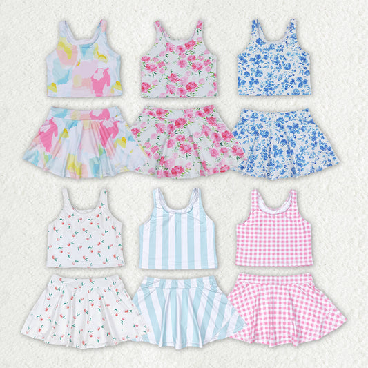 RTS NO MOQ baby girl clothes Short Skirt Set & Swimsuit
