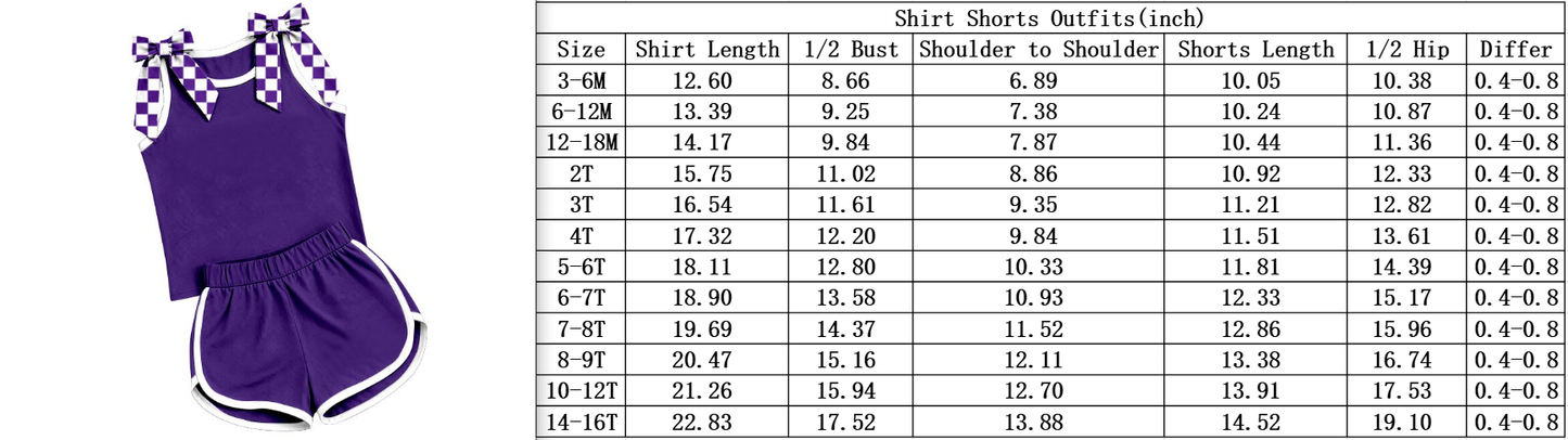 custom moq 5 mix size TH0301 Baby Girls Bows Blue Sleeveless Tank Top Shorts Summer Sets