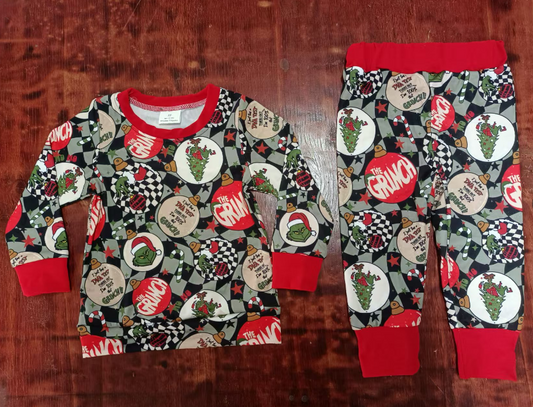 Custom moq 3 eta 6-7weeks Christmas element pattern black and gray irregular plaid long-sleeved suit