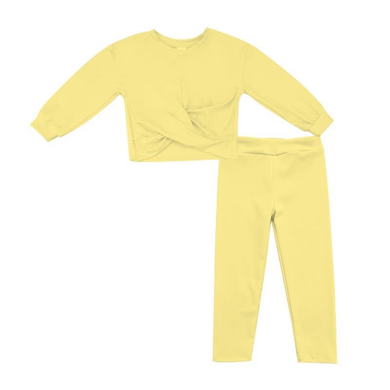 Custom moq 5 each style eta 6-7weeks baby girl clothes solid color long sleeve pants sets 1 and sets 4-25.9.16