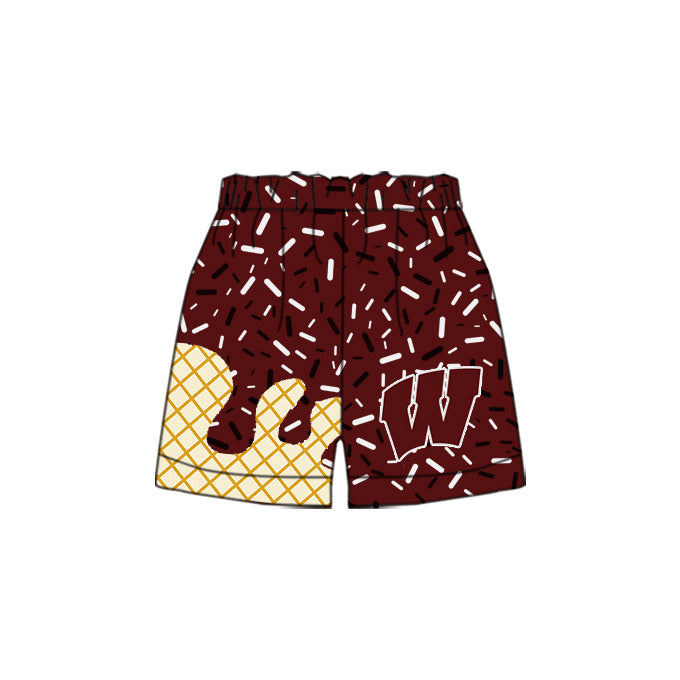 Custom Special character style tops and shorts. brick red Beach