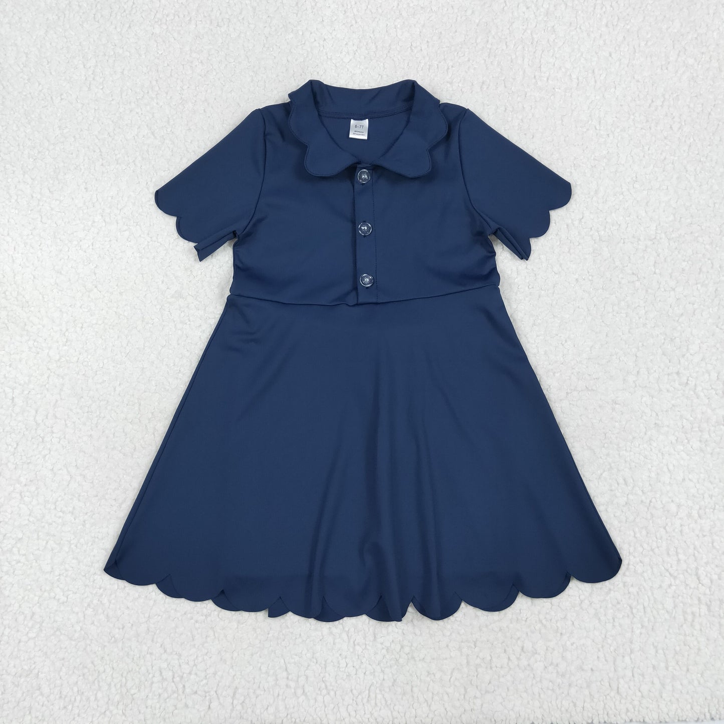 RTS NO MOQ GSD2487 Pure navy blue button short-sleeved yoga dress
