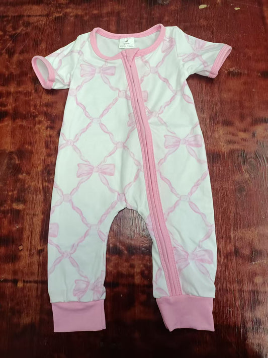 Custom moq 3 eta 6-7weeks baby girl clothes bow short sleeve romper