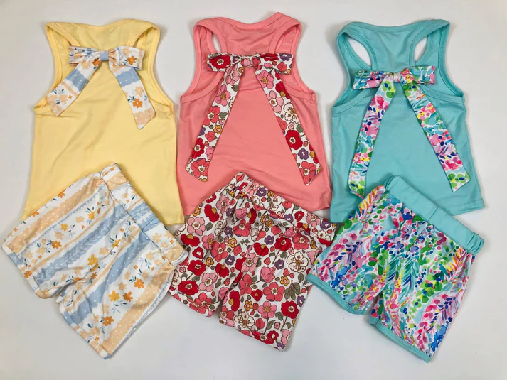 RTS NO MOQ baby girl Clothes camouflage short sleeve shorts Sets