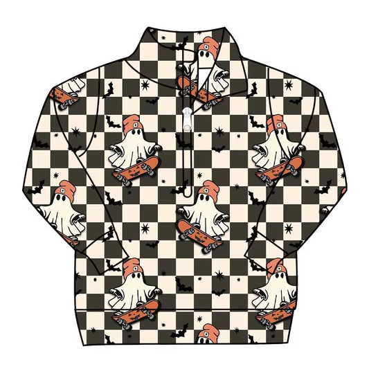 Custom moq 5 each style eta 6-7weeks baby girl clothes ghost long sleeve top-25.7.26