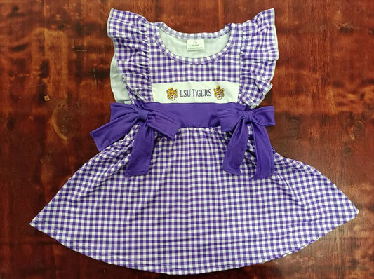 custom moq 5 eta 4-6weeks summer girls team purple flying sleeve skirt dress