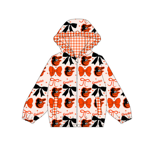 1002-Custom moq 8 mix size milk silk summer team baby girls clothes bow orange hooded long sleeve top-25.10.9