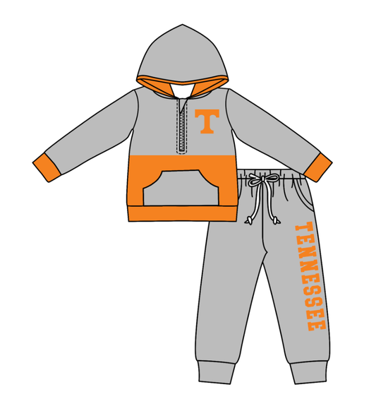 Custom moq 5 mix size eta 6-8weeks milk silk summer teams gray baby boy clothes hooded long sleeve pants sets-25.10.24