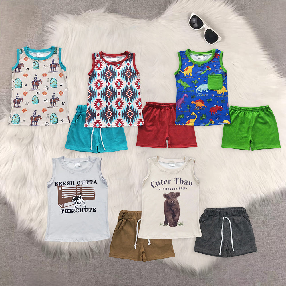 RTS NO MOQ Baby boy clothes Short Sleeve shorts Suit