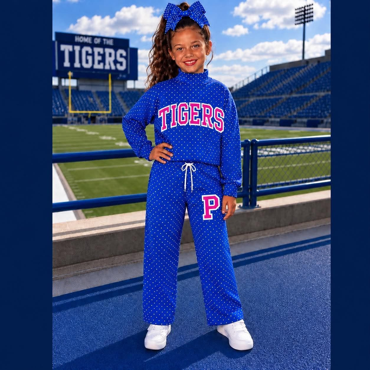 custom moq 5 mix size KNMEAT01 high neck blue adult with kids sets