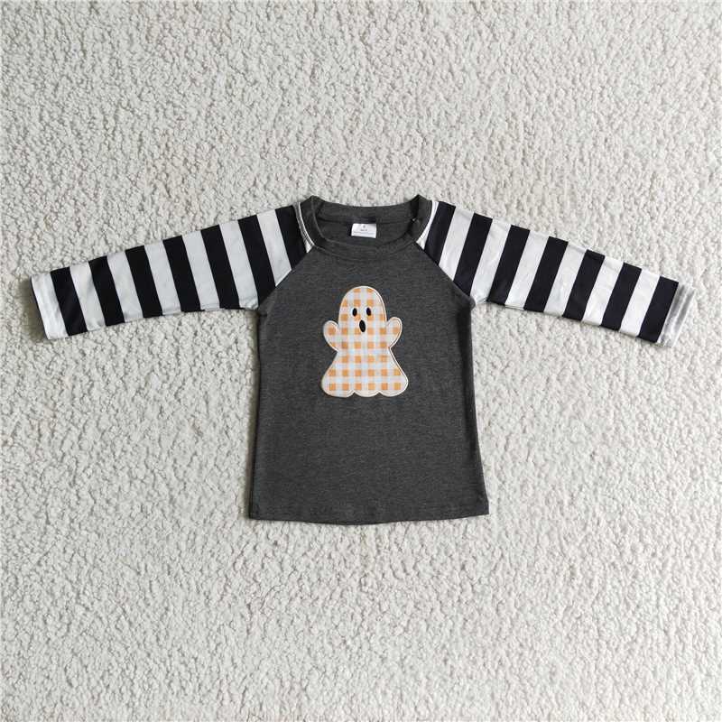 RTS NO MOQ（In Stock ) BT0063 Embroidered Halloween long-sleeved top