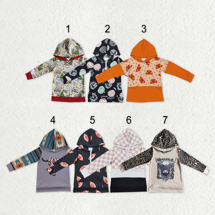 RTS NO MOQ Sibling baby girl boy clothes hooded long-sleeved tops