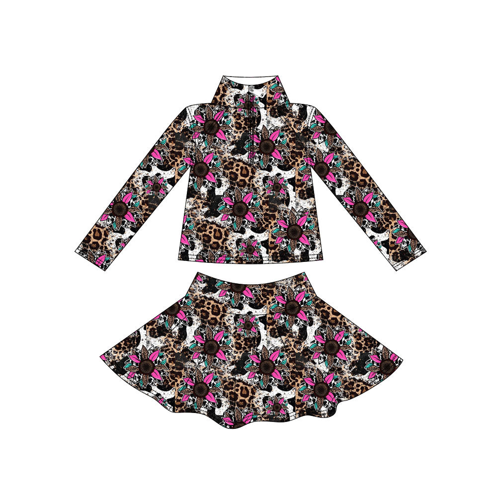 Custom moq 5 mix size milk silk summer baby girls clothes long sleeve skirts sets-25.11.7