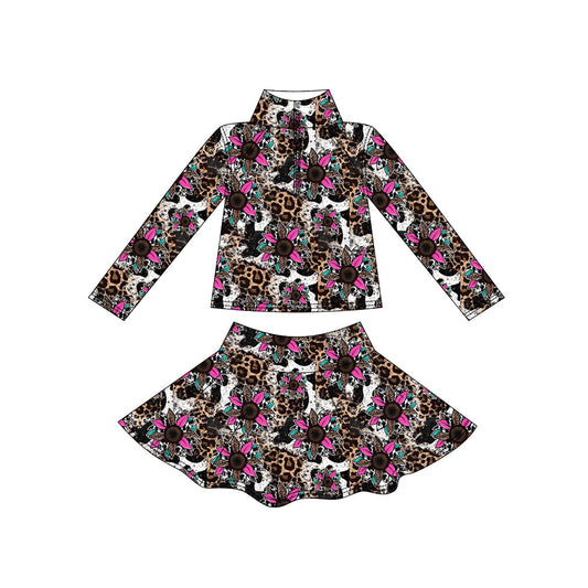 Custom moq 5 mix size milk silk summer baby girls clothes long sleeve skirts sets-25.11.7