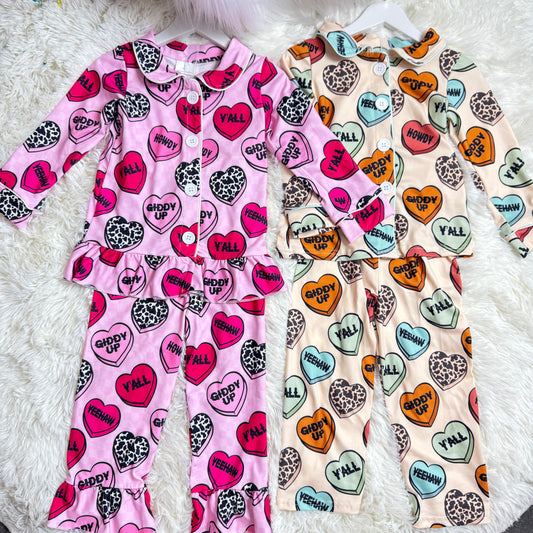 12/18m-7/8t RTS NO MOQ Sibling Baby boys clothes valentine love long sleeve pants sets