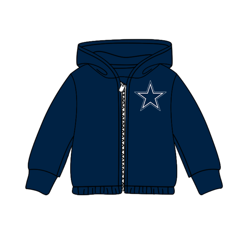 Custom moq 5 mix size milk silk baby girls clothes team dark blue hooded long sleeve top-25.8.2
