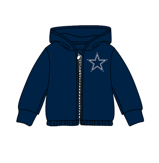 Custom moq 5 mix size milk silk baby girls clothes team dark blue hooded long sleeve top-25.8.2