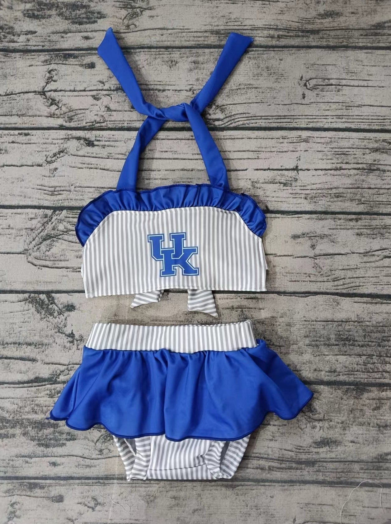 custom moq 5 eta 4-6weeks mix size team baby girls clothes blue summer swimsuit set, swimsuit fabric