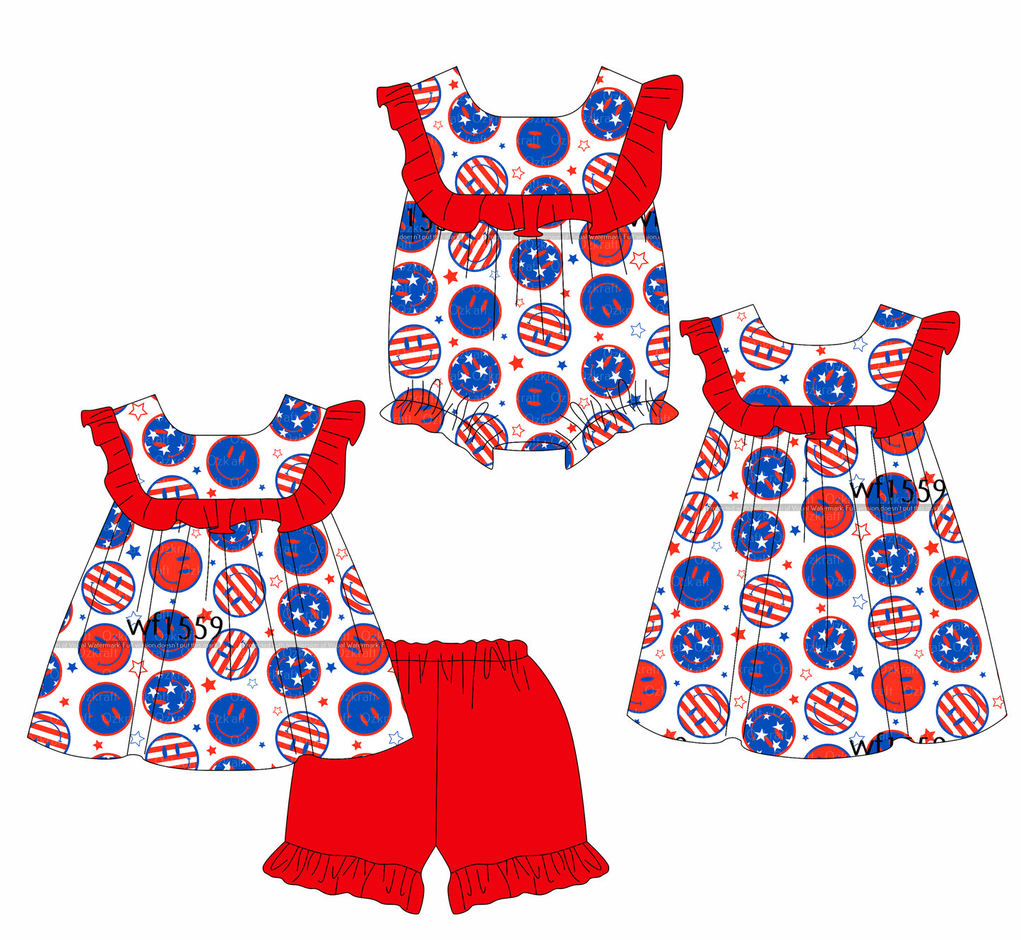 2.10 custom each style moq 5eta 4-6week Sibling Sisters floral  smiley baby girl short sleeve shorts sets and dress and rompers match family design