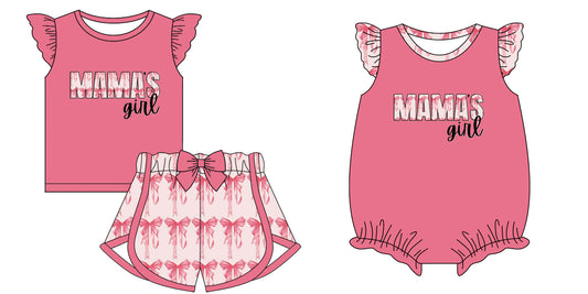 12.4 custom each style moq 5eta 4-6week Sibling Sister MAMA GIRL baby girl short sleeve shorts sets and rompers match design