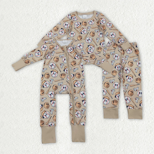 RTS NO MOQ Sibling Baby boy clothes baseball smiley long-sleeved trousers suit & rompers