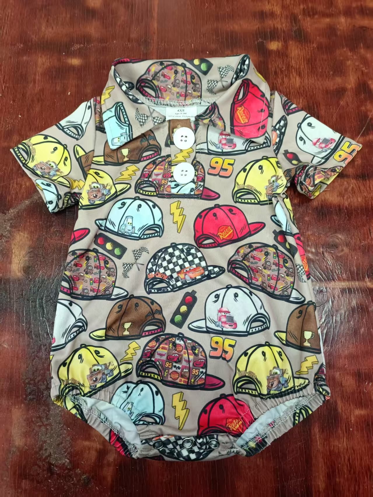 Custom moq 3 eta 6-7weeks baby boys clothes cars short sleeve romper-25.5.10
